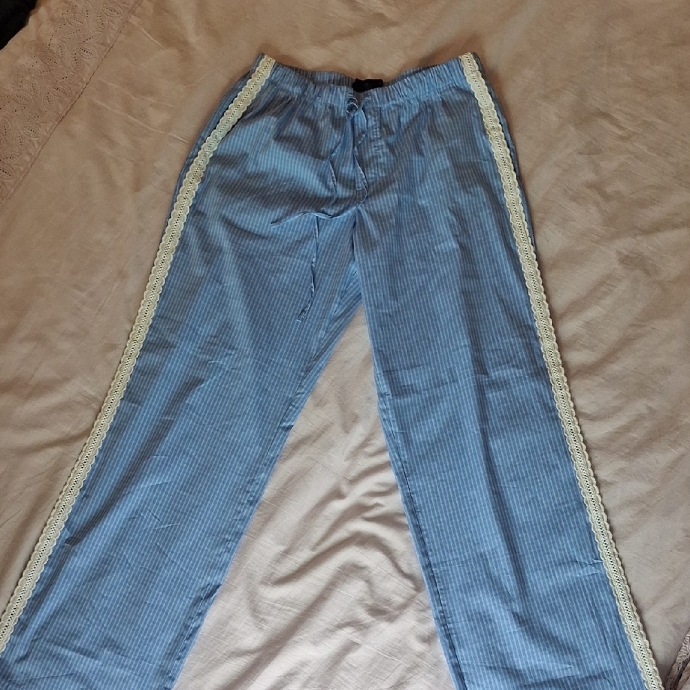 Zara Blue Lounge Pant With Lace Detail